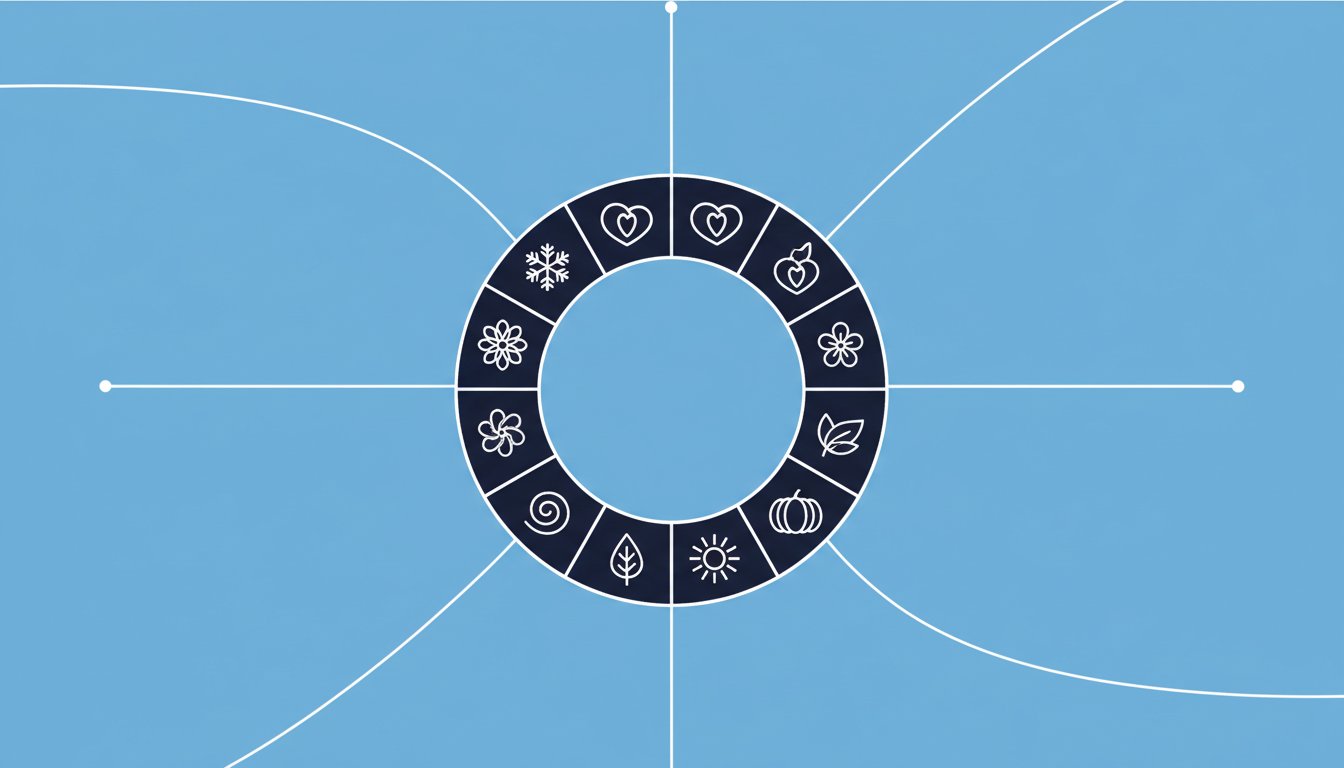 Seasonal promotion calendar illustration showing year-round campaign timing for brand marketers
