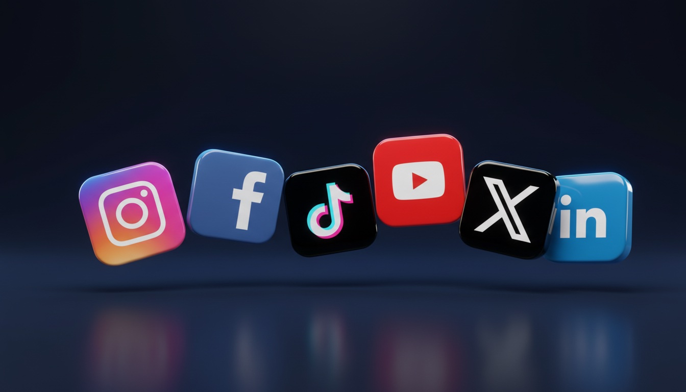 Social media platform icons connected by compliance pathways representing a complete guide to contest rules across every platform