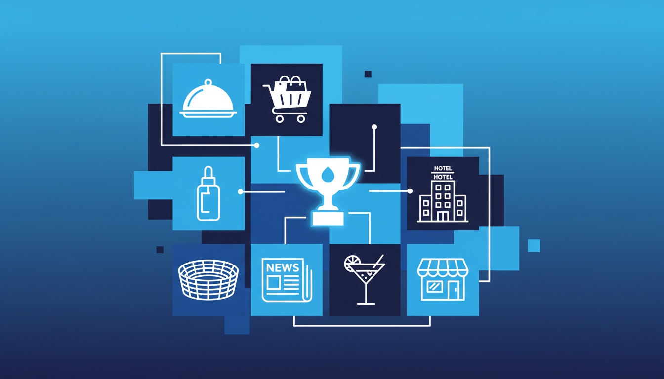 Multiple industry icons representing sweepstakes and contest ideas across different business verticals